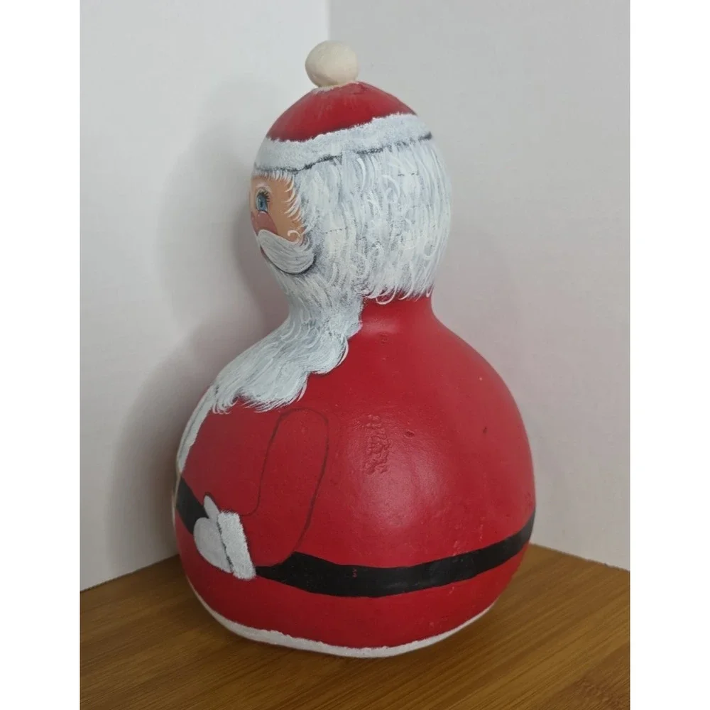 Hand Painted Gourd Santa Claus Christmas Holiday Folk Art 10”x 5”appx.‎